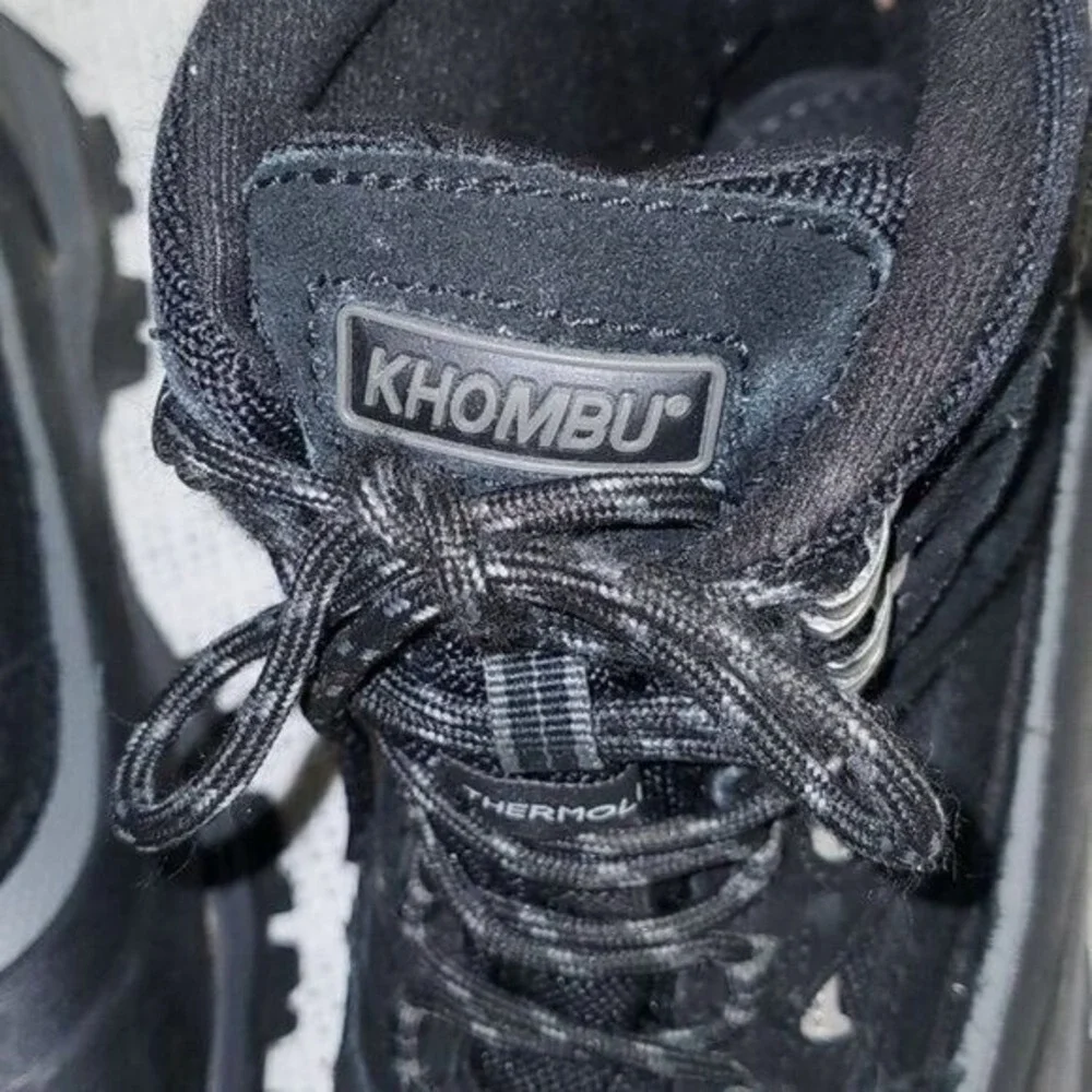 Khombu Thermolite Mens Black Grey Insulated Winter Snow Hiking Boots Mid Calf